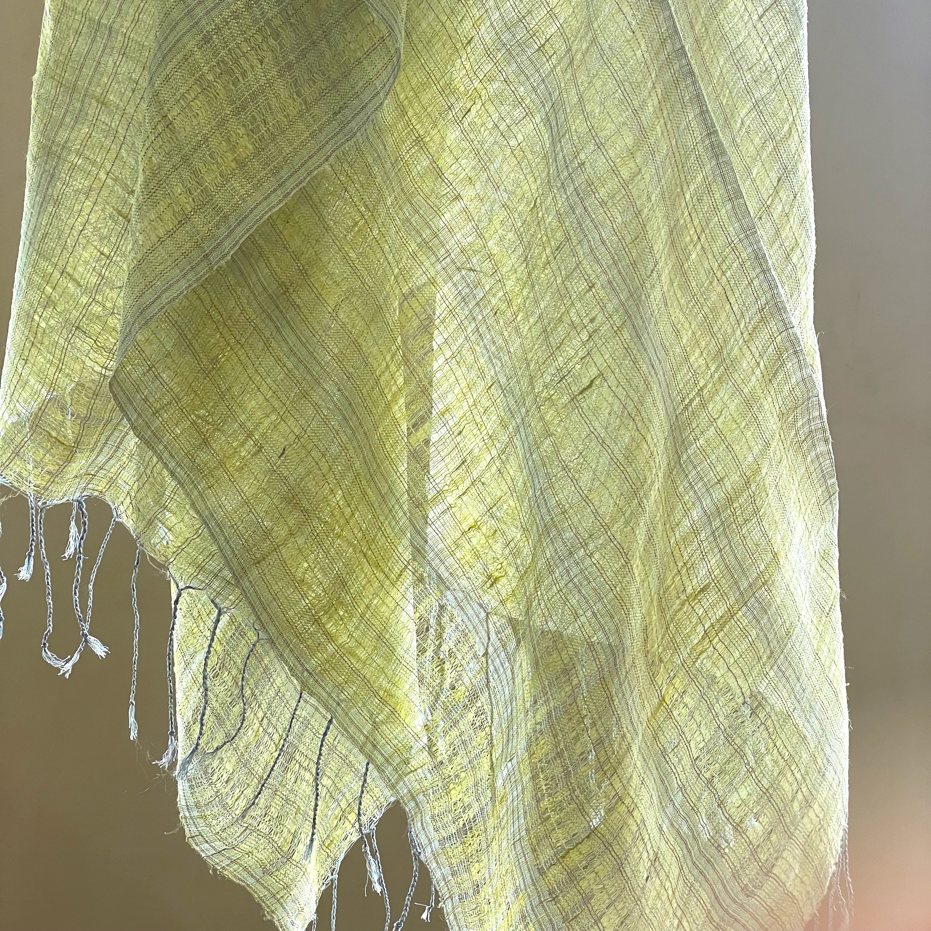 絹天蚕糸 からみ織り布 全体像