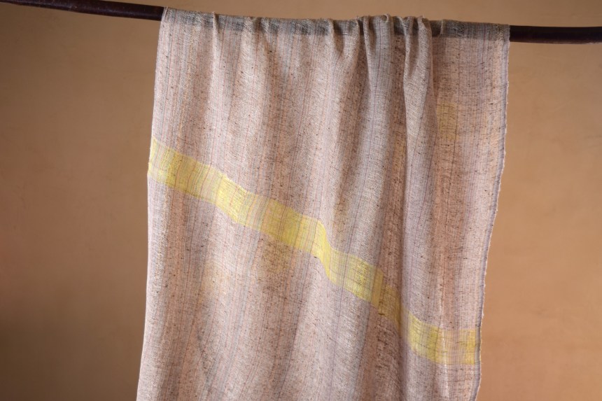 Tensan Silk & Hand-spun floss silk with Fern Fiber Leno Weaving Cloth (No.1)