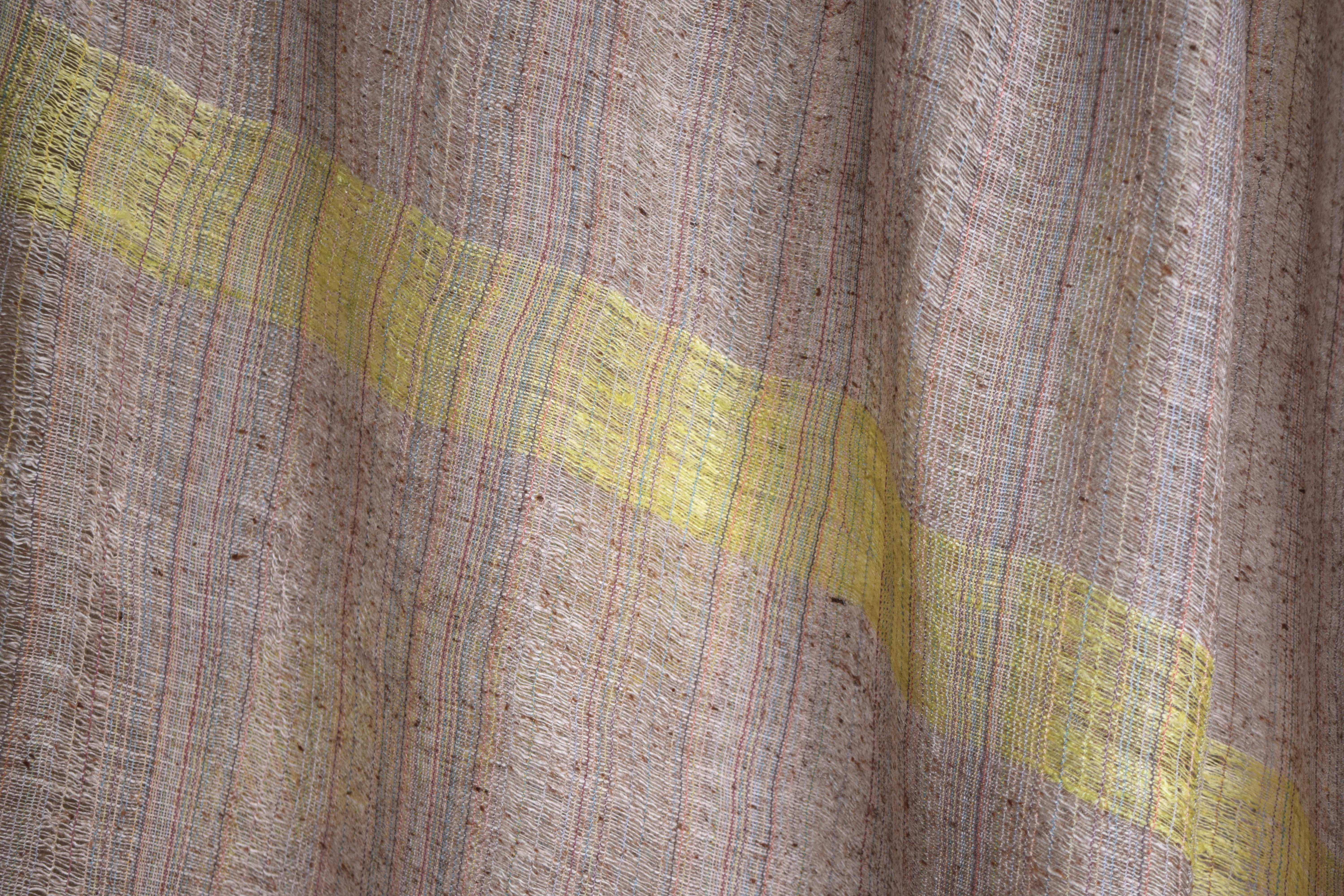 Tensan Silk & Hand-spun Mawata with Fern Fiber Leno Weave Textile No.1